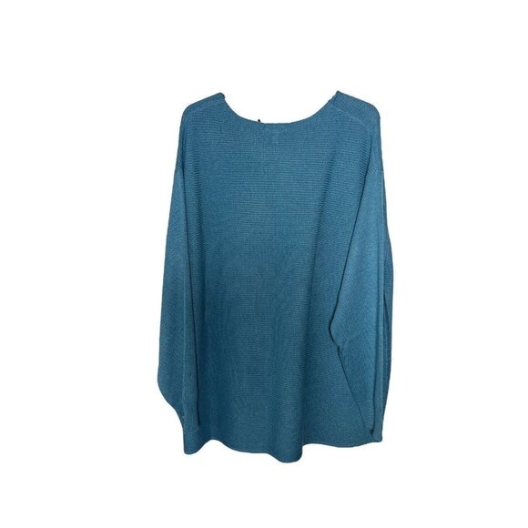 Ella Moss Women's V Neck Ribbed Soft Pullover Sweater Size XXL NWT Color Blue - Picture 4 of 6